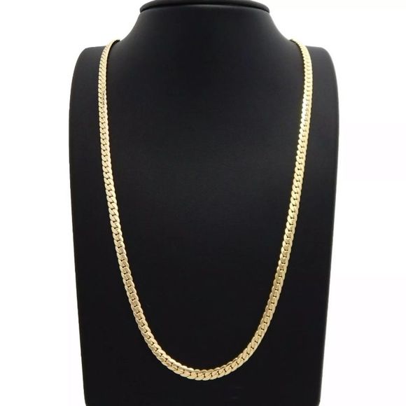 14K Gold Plated Miami Cuban Link Chain 20 24 26 30 - Picture 2 of 3